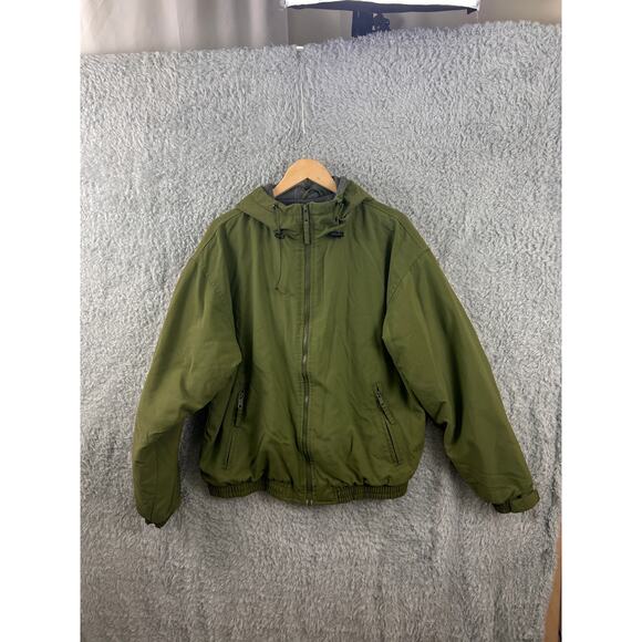 Cabela’s Outdoor Gear Men’s L Green Insulated Jacket Fleece  Hood Full Zip Shell - Picture 7 of 9